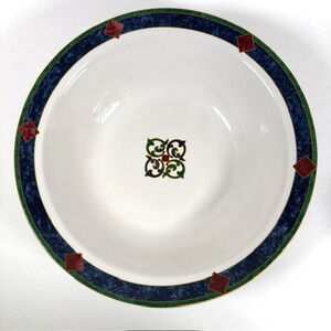 Pfaltzgraff Amalfi Classic 9" Round Vegetable Bowl Navy/Burgundy/Green Geometric